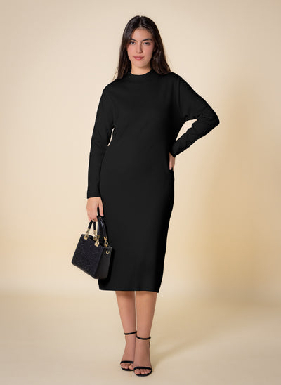 FINE KNIT FITTED MIDI DRESS