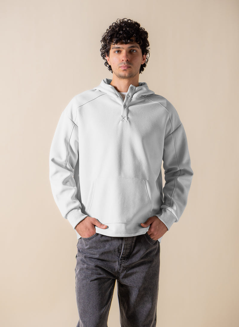 BUTTON DETAILED COMFORT HOODIE