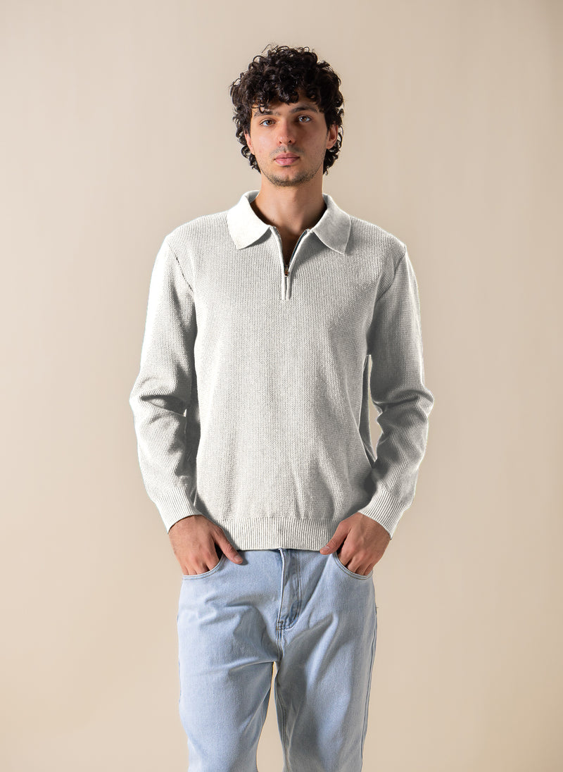 KNITTED POLO SHIRT WITH ZIP