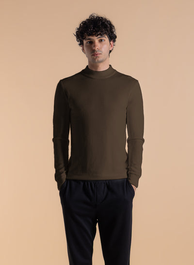 FINE KNIT MOCK NECK SWEATER