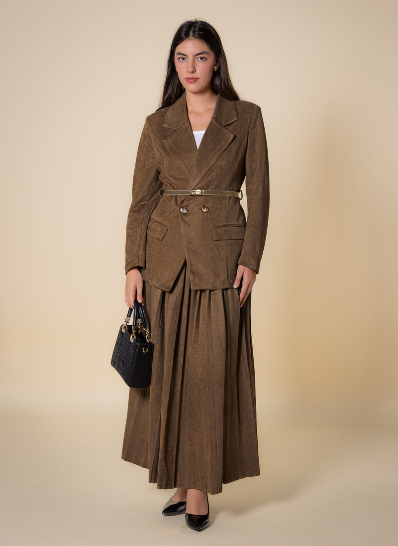BELTED SUEDE BLAZER SET