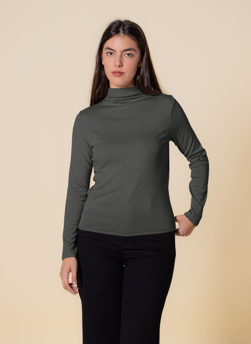 FINE KNIT HIGH NECK TOP