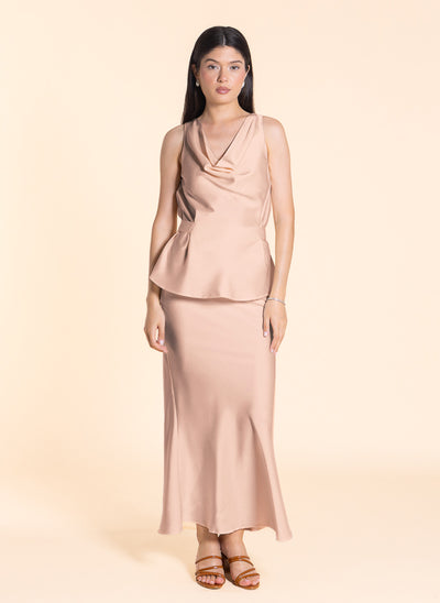 DETAILED SATIN SKIRT SET