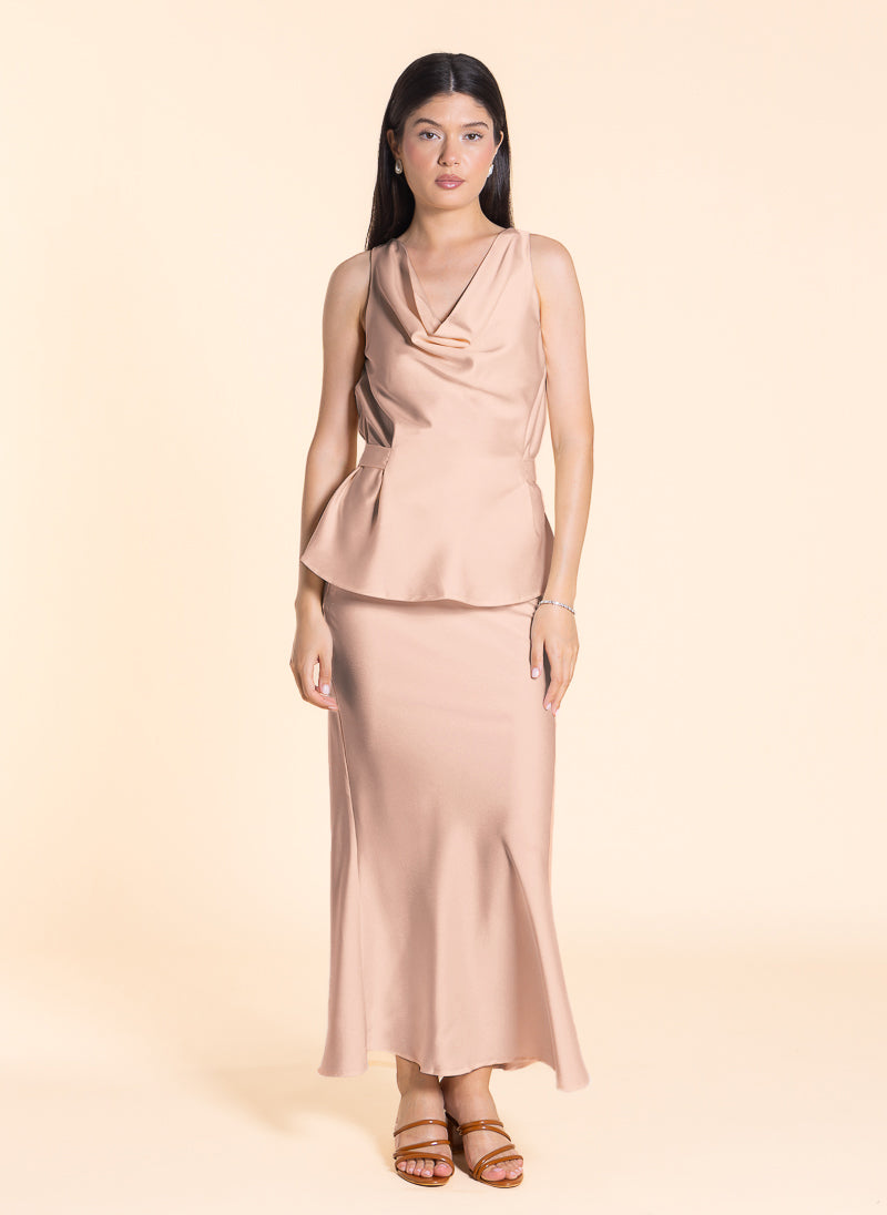 DETAILED SATIN SKIRT SET