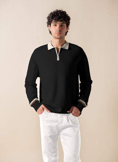 DETAILED ZIPPER POLO SHIRT