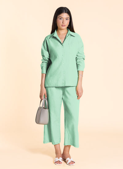 LINEN BLEND COMFORT SHIRT SET