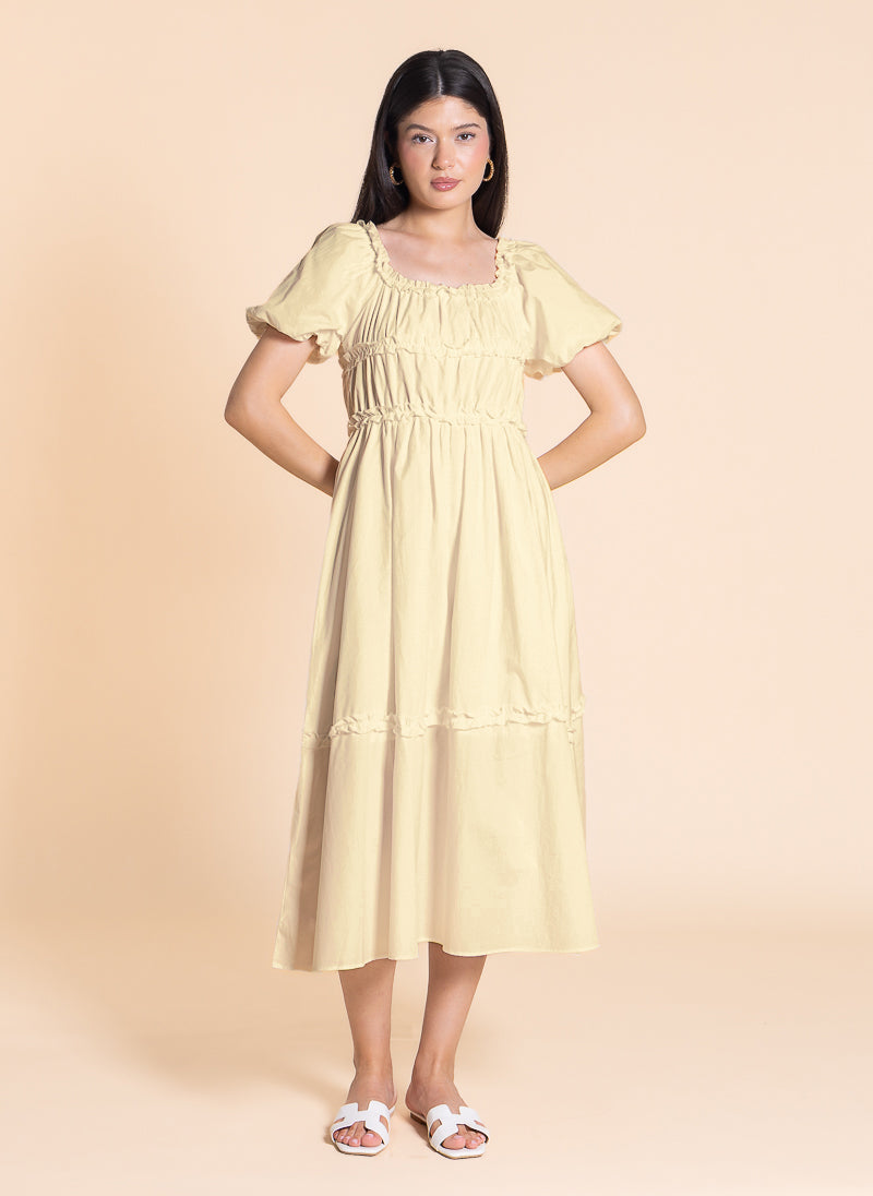 DETAIL RUFFLED MIDI DRESS