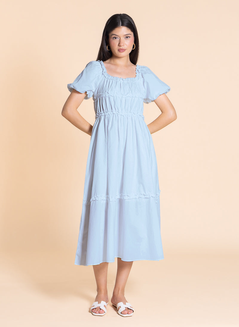 DETAIL RUFFLED MIDI DRESS