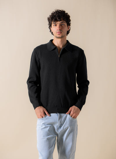 KNITTED POLO SHIRT WITH ZIP