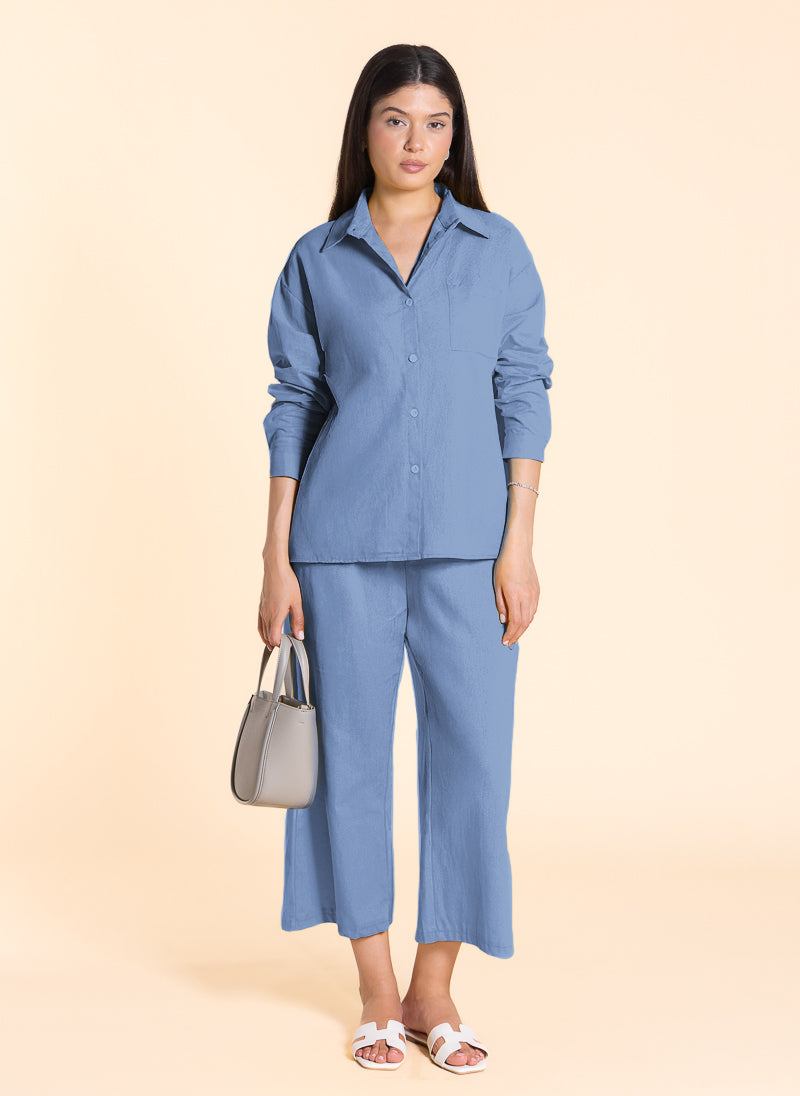 LINEN BLEND COMFORT SHIRT SET