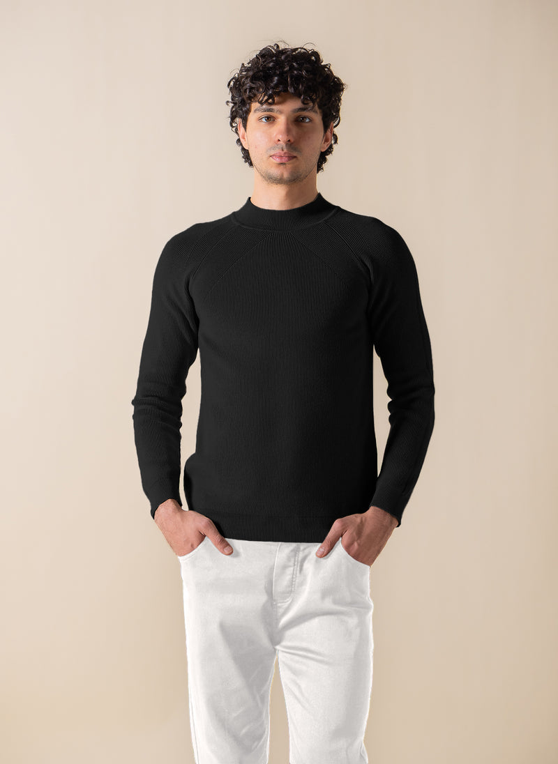 TEXTURED MOCK-NECK SWEATER