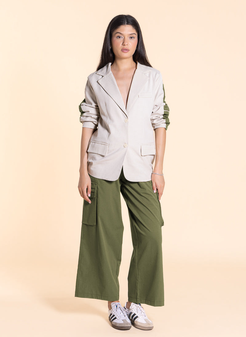 DETAILED LINEN BLEND BLAZER SET