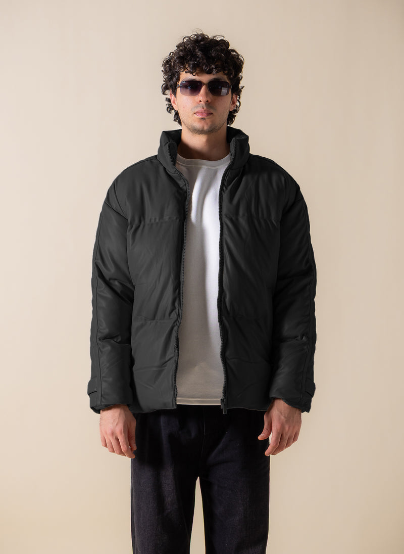 FAUX LEATHER PUFFER JACKET