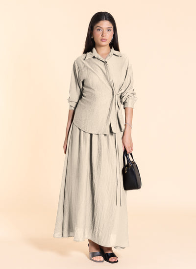DETAIL WRAPPED SHIRT SET WITH SKIRT