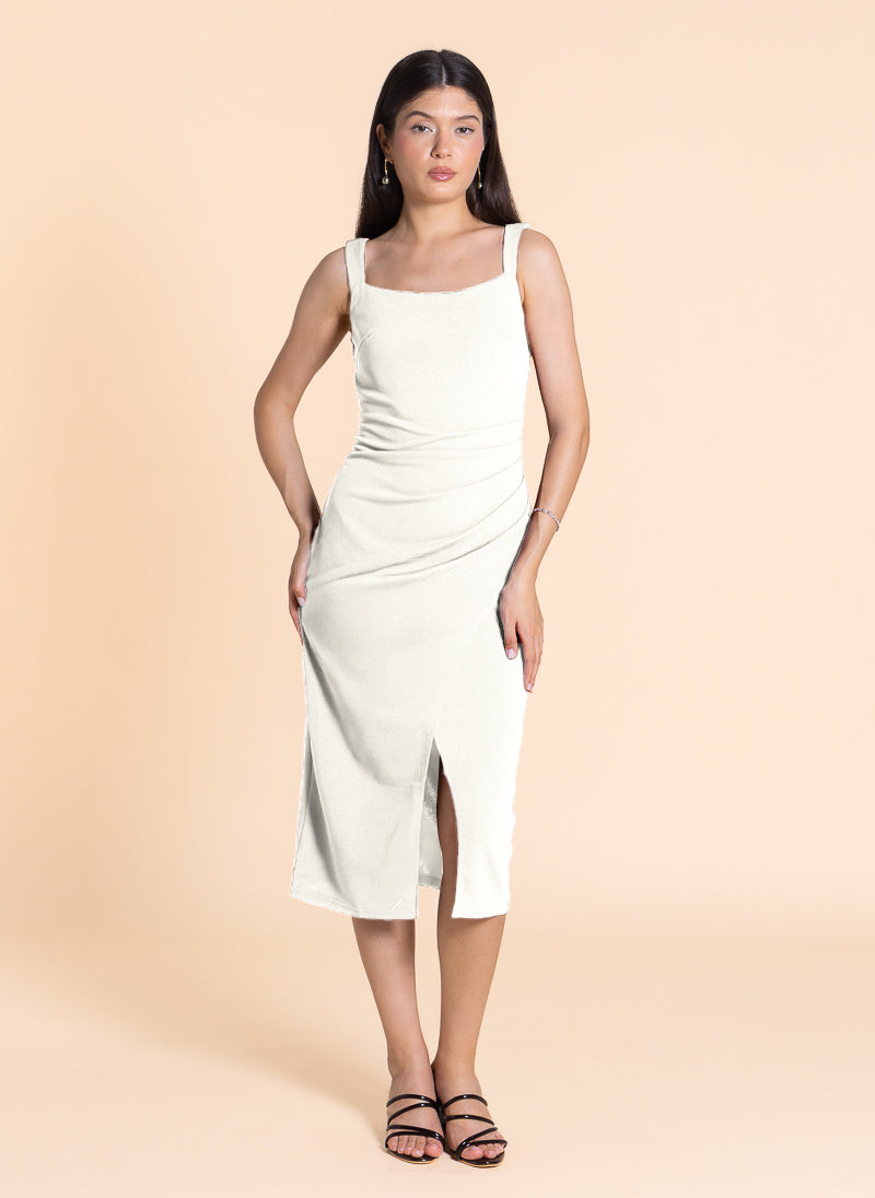 FITTED MIDI DRESS WITH SLIT