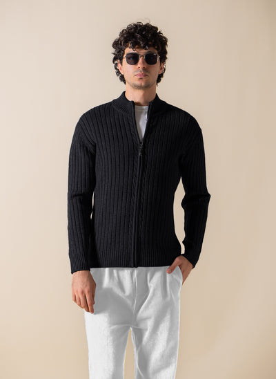 TEXTURED CARDIGAN WITH ZIP