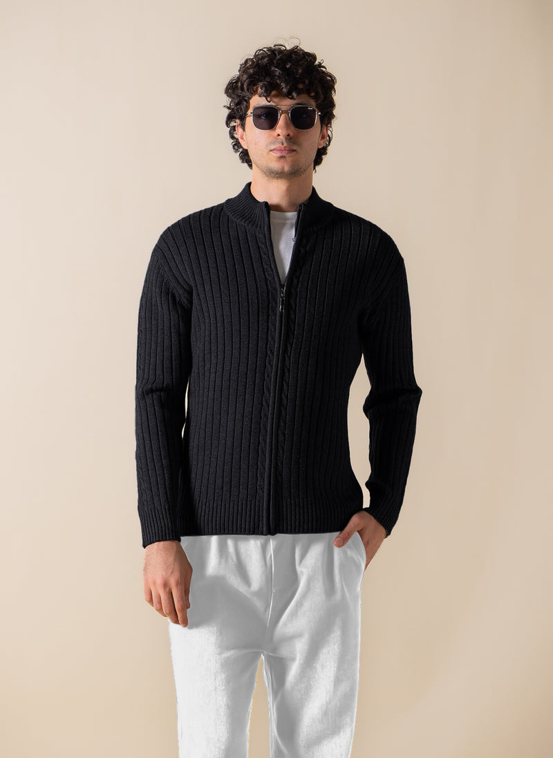 TEXTURED CARDIGAN WITH ZIP