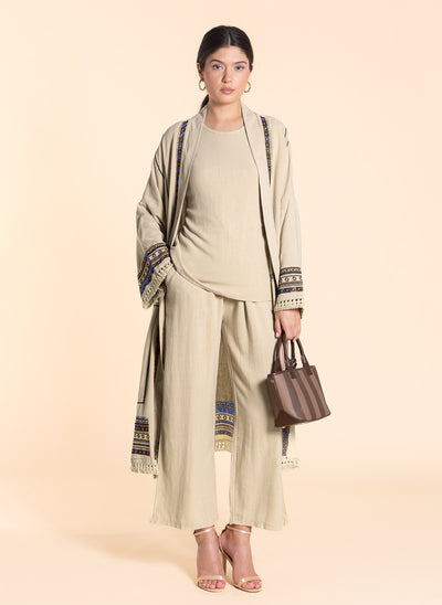 DETAILED EMBROIDERED KIMONO SET