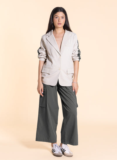 DETAILED LINEN BLEND BLAZER SET