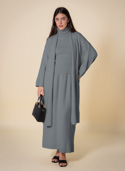 KNITTED HIGH NECK SKIRT SET