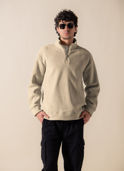TEXTURED QUATER-ZIP SWEATSHIRT