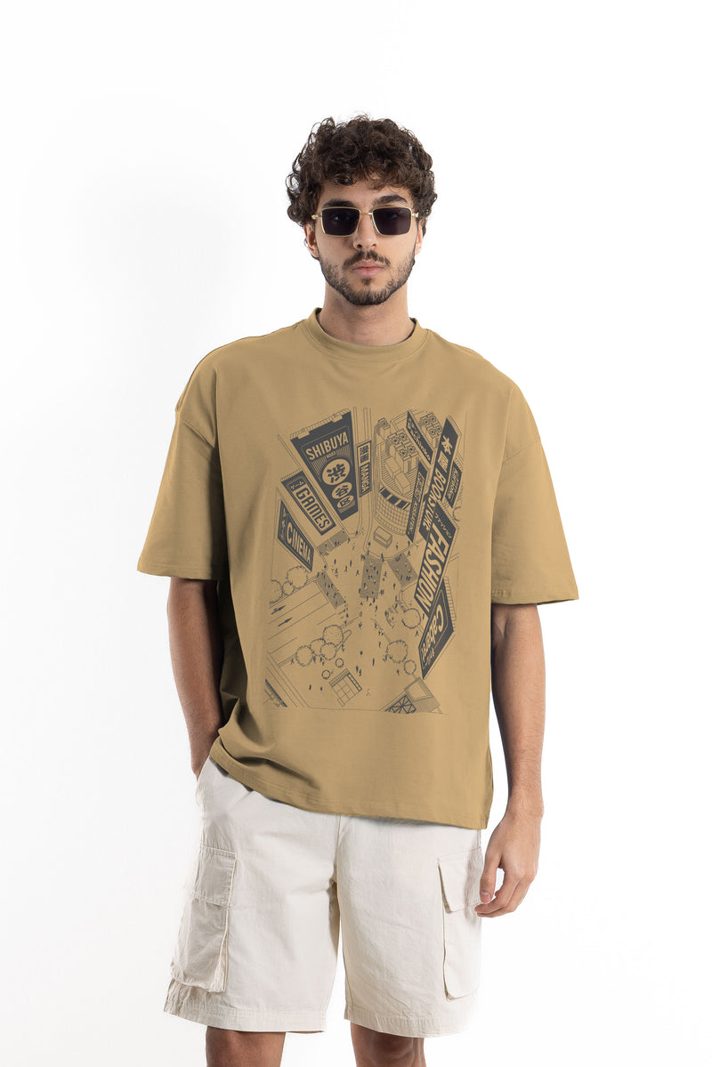 PRINTED COTTON BLEND T-SHIRT