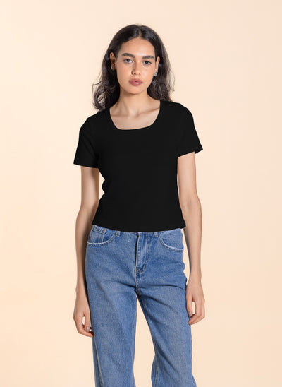 WIDE NECK BASIC T-SHIRT