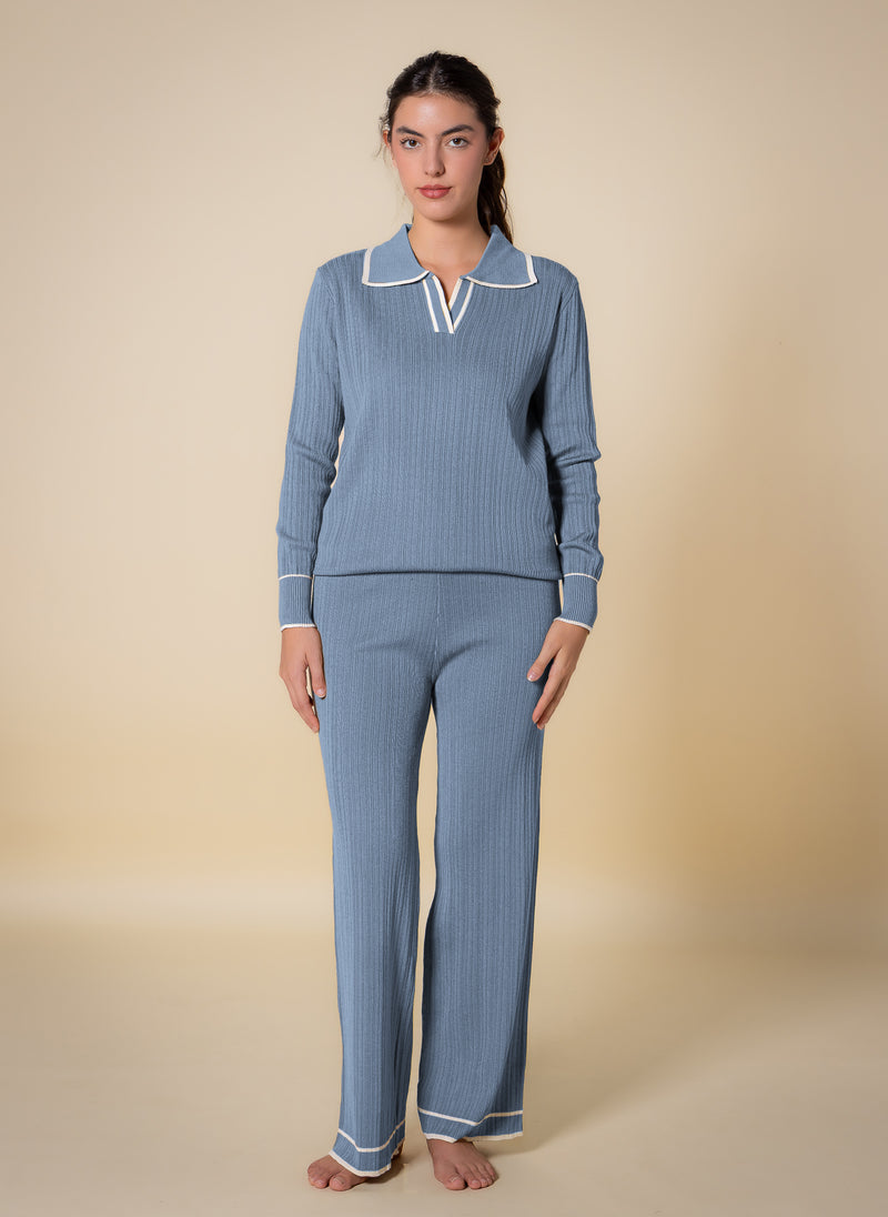 DETAILED POLO SWEATER SET