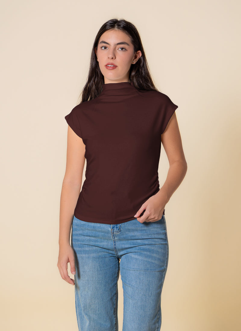 WOOL BLEND HIGH NECK TOP