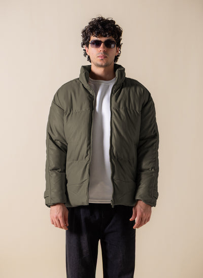 FAUX LEATHER PUFFER JACKET