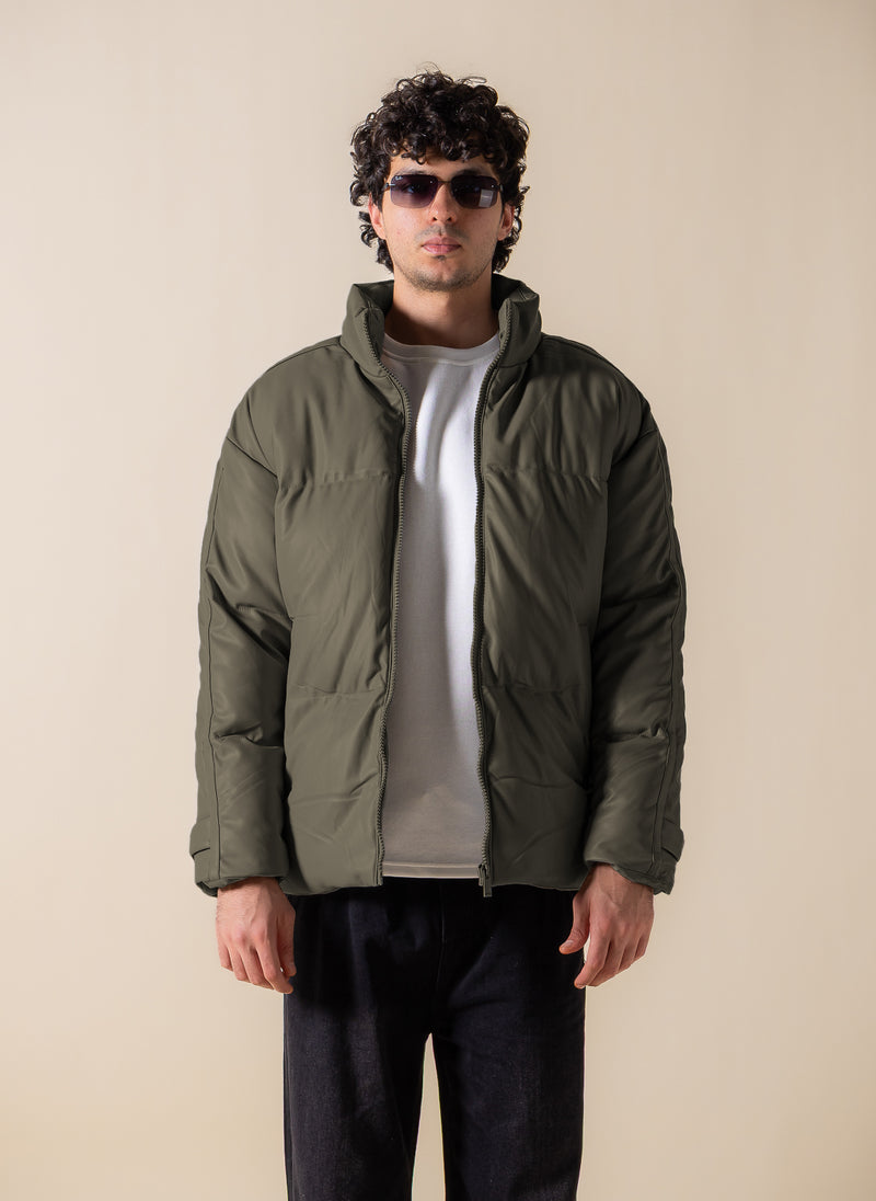 FAUX LEATHER PUFFER JACKET