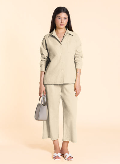 LINEN BLEND COMFORT SHIRT SET