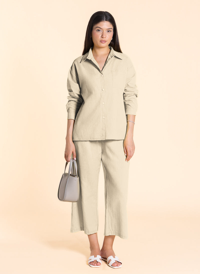 LINEN BLEND COMFORT SHIRT SET
