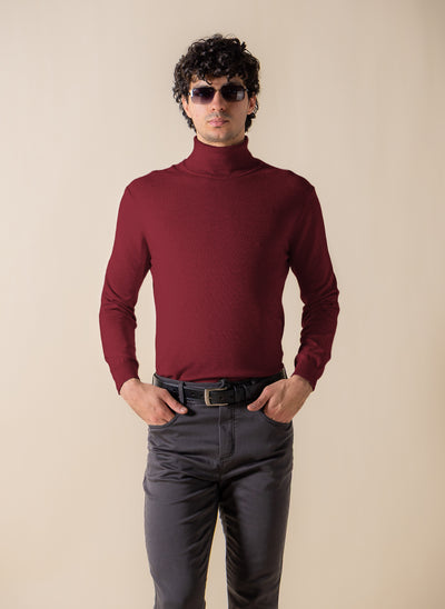 FINE KNIT TURTLE-NECK SWEATER