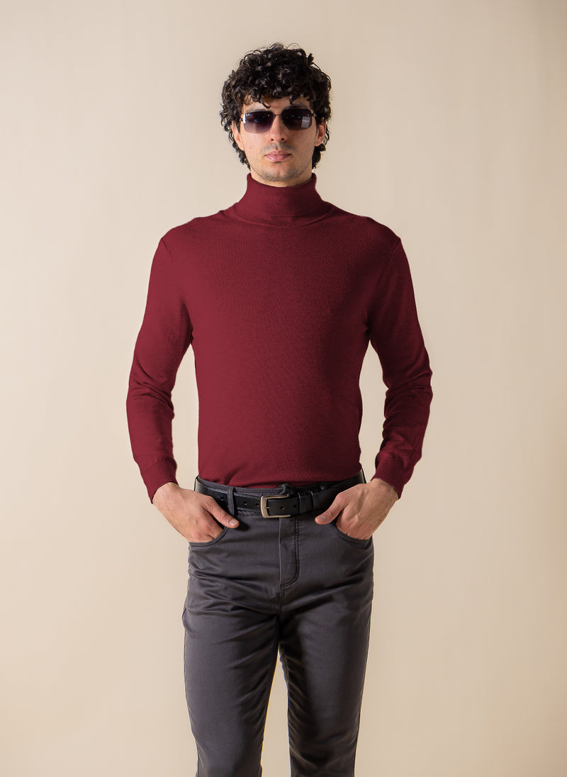FINE KNIT TURTLE-NECK SWEATER
