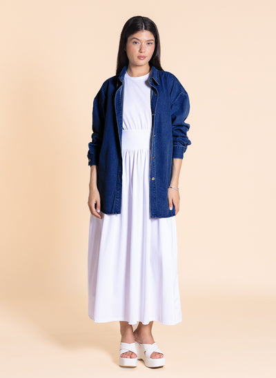 COMFORT MIDI DRESS WITH DENIM SHIRT