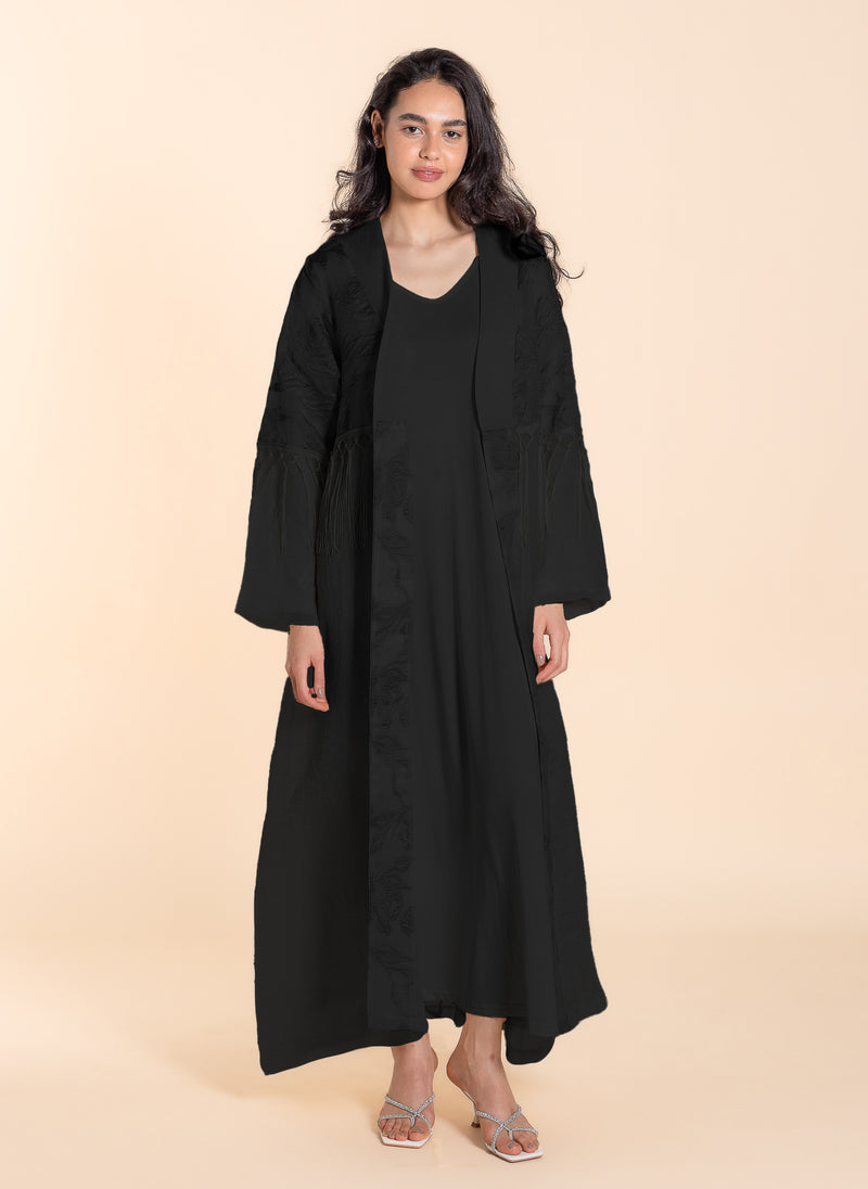 DETAIL EMBROIDERED ABAYA WITH DRESS