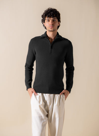 KNITTED QUARTER-ZIP JUMPER