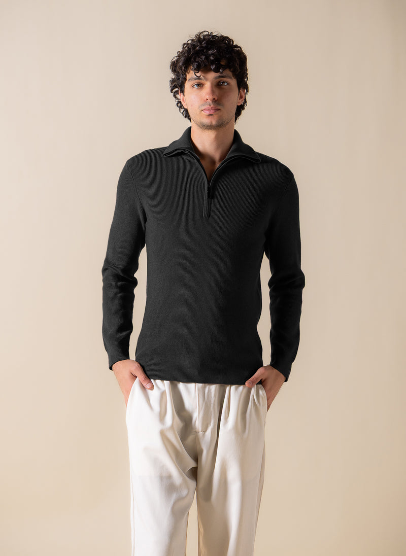 KNITTED QUARTER-ZIP JUMPER