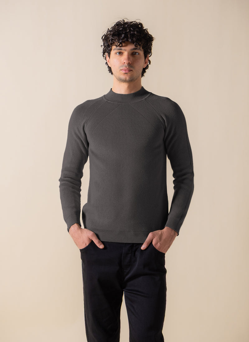 TEXTURED MOCK-NECK SWEATER