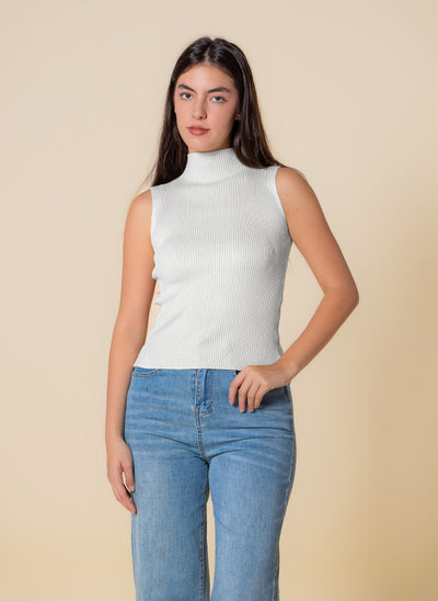 KNITED WOOL BLEND HIGH NECK TOP