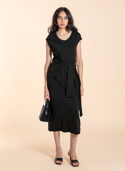 WASIT TIE MIDI DRESS