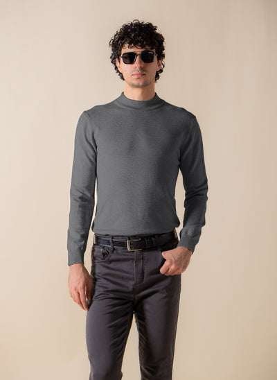 FINE KNIT MOCK-NECK SWEATER