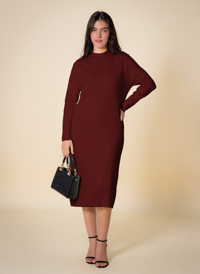 FINE KNIT FITTED MIDI DRESS