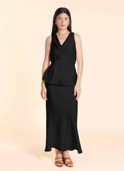 DETAILED SATIN SKIRT SET