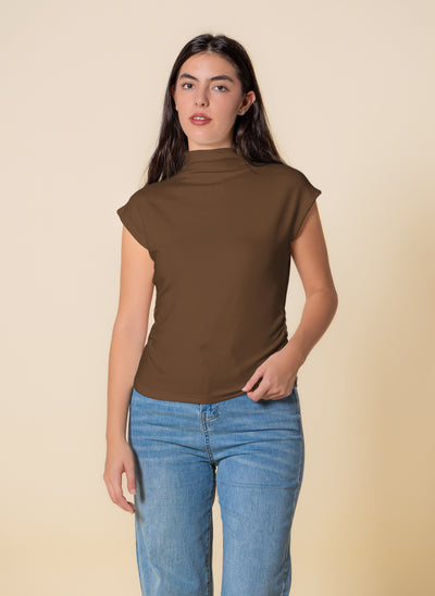 WOOL BLEND HIGH NECK TOP