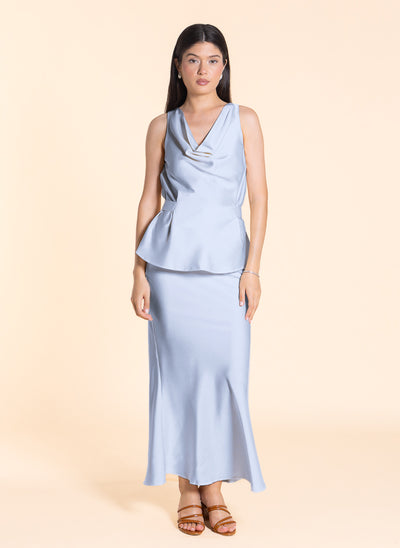 DETAILED SATIN SKIRT SET