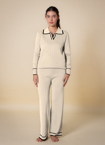 DETAILED POLO SWEATER SET