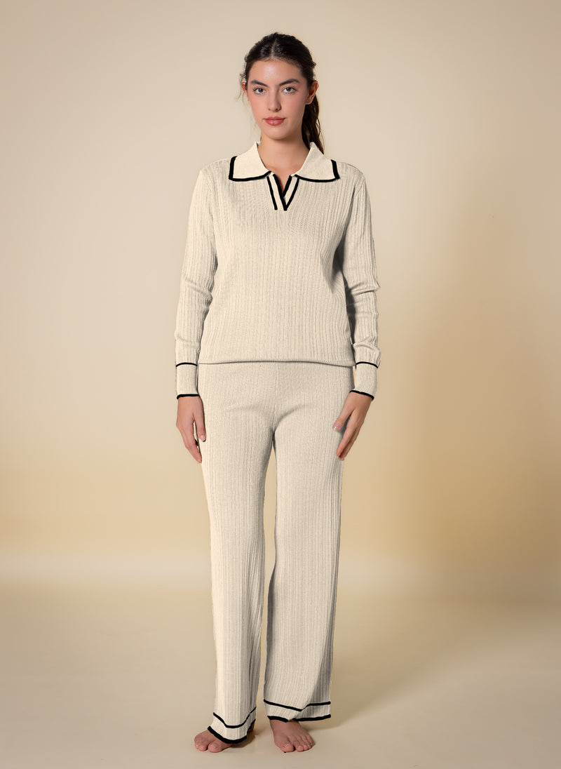 DETAILED POLO SWEATER SET