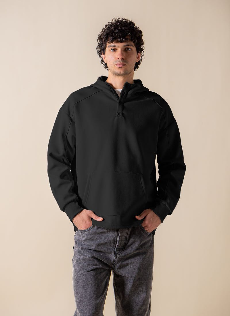 BUTTON DETAILED COMFORT HOODIE